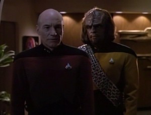 The Drumhead (episode) - Picard Worf, observation lounge